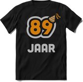 89 Jaar Feest kado T-Shirt Heren / Dames - Perfect Verjaardag Cadeau Shirt - Goud / Zilver - Maat 8XL
