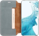 Minim Samsung Galaxy S22 Hoesje Echt Leer Book Case Blauw