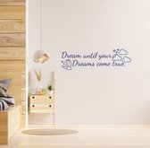 Stickerheld - Muursticker Dream until your dreams come true - Slaapkamer - Droom zacht - Wolken sterren maan - Engelse Teksten - Mat Donkerblauw - 39.6x131.3cm