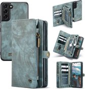 CaseMe - Telefoonhoesje geschikt voor Samsung Galaxy S22 5G - 2 in 1 Book Case en Back Cover - Blauw