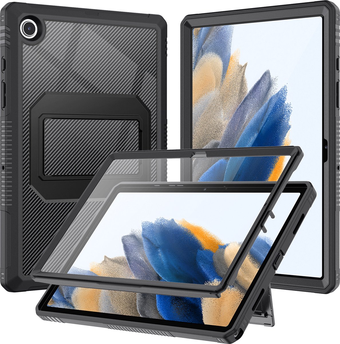 Fonu Fullcover hoes Geschikt Voor Samsung Tab A8 - 10.5 inch - Zwart