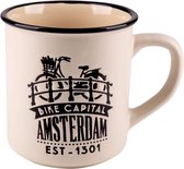 mok Amsterdam Bike Capital 300 ml keramiek crème/zwart