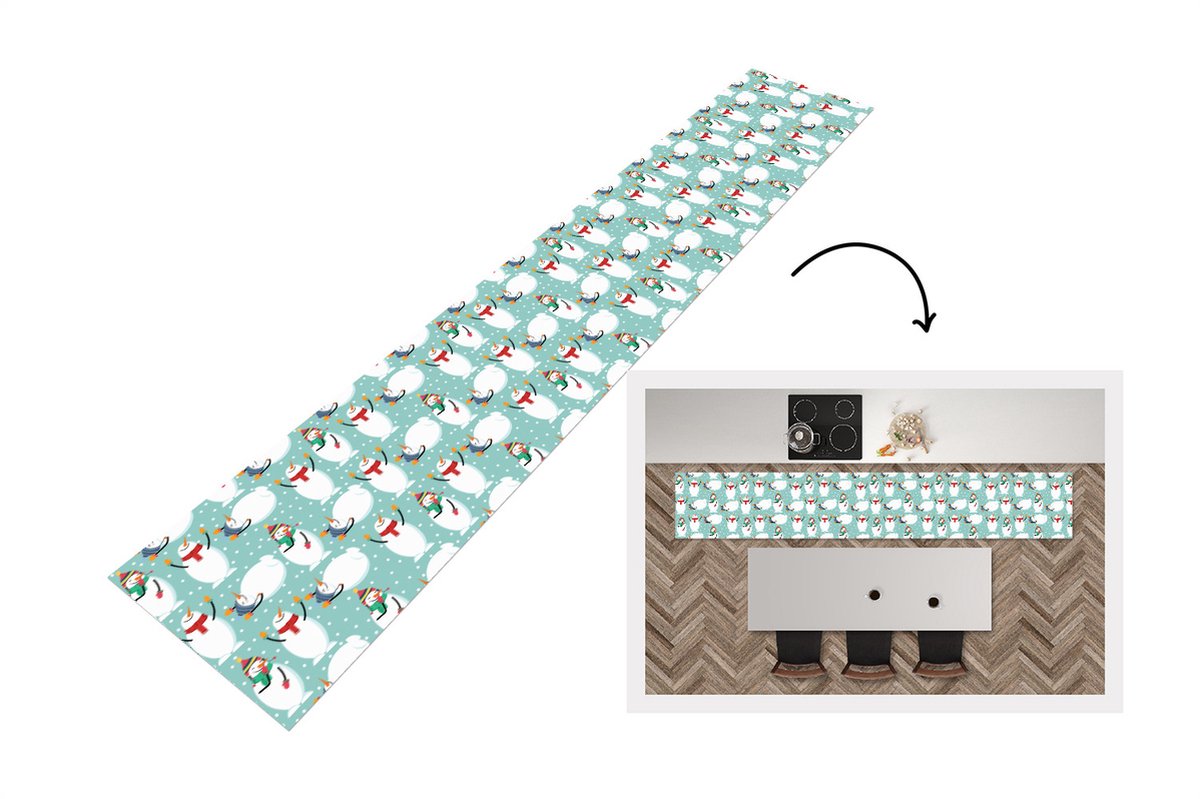 KitchenYeah Keukenloper - Keukenmat - Sneeuwpop - Cartoon - Winter - Kerst - Patronen - Keuken vloerkleed Multicolor