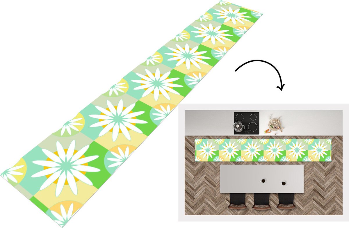 KitchenYeah Keukenloper - Keukenmat - Bloemen - Zomer - Patronen - 360x60 cm - Keuken vloerkleed Multicolor