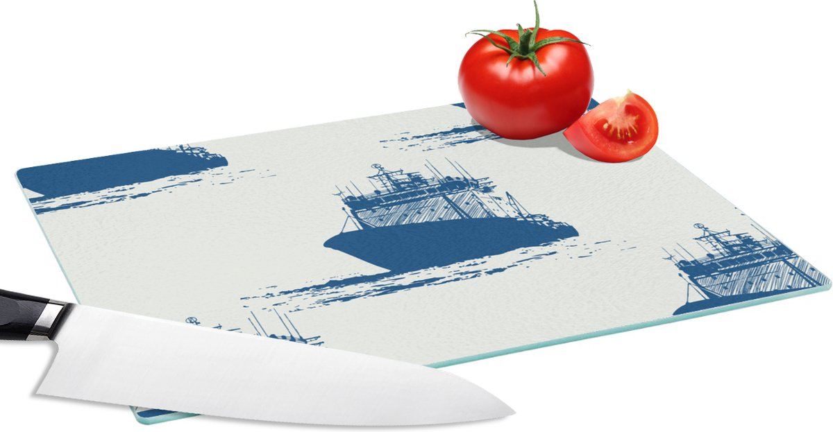 Glazen Snijplank - 28x20 - Patronen - Water - Boot - Snijplanken Glas