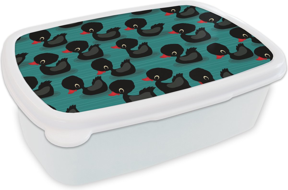 Broodtrommel Wit - Lunchbox - Brooddoos - Eend - Baby - Patronen - 18x12x6 cm - Volwassenen