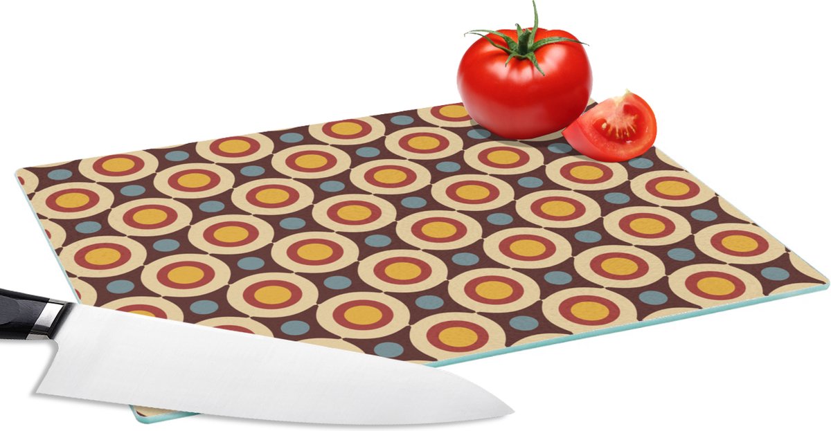 Glazen Snijplank - 28x20 - Retro - Vintage - Design - Cirkel - Snijplanken Glas