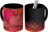 Magische Mok - Foto op Warmte Mokken - Koffiemok - Patronen - Line art - Abstract - Rood - Magic Mok - Beker - 350 ML - Theemok