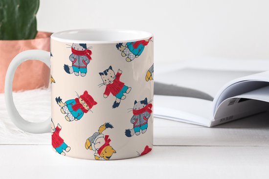 Tasse - Tasse à café - Hiver - Chat - Animaux - Motif - Tasses - 350 ML - Tasse - Tasses à café - Tasse à thé - Décoration Sinterklaas - Cadeaux pour enfants - Chaussures cadeaux Sinterklaas