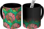 Magische Mok - Foto op Warmte Mokken - Koffiemok - Design - Bloemen - Groen - Magic Mok - Beker - 350 ML - Theemok