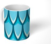 Mok - Koffiemok - Patroon - Blauw - Schubben - Mokken - 350 ML - Beker - Koffiemokken - Theemok