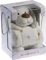 babydeken en knuffelhond junior 80 x 110 cm beige