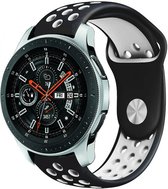 Siliconen Smartwatch bandje - Geschikt voor  Samsung Galaxy Watch sport band 46mm - zwart/wit - Strap-it Horlogeband / Polsband / Armband