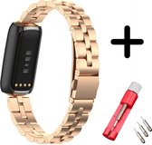 Strap-it Stalen schakel bandje - geschikt voor Fitbit Luxe - rosé goud + inkort toolkit