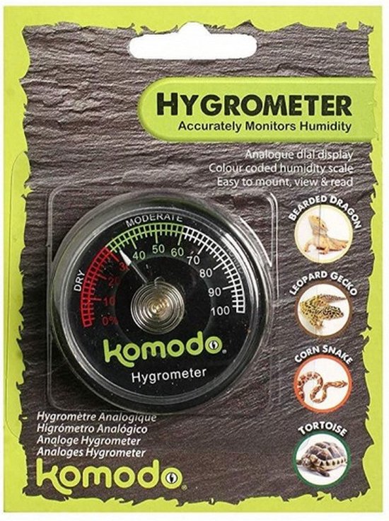 hygrometer Terrarium 12 x 9 x 2 cm zwart