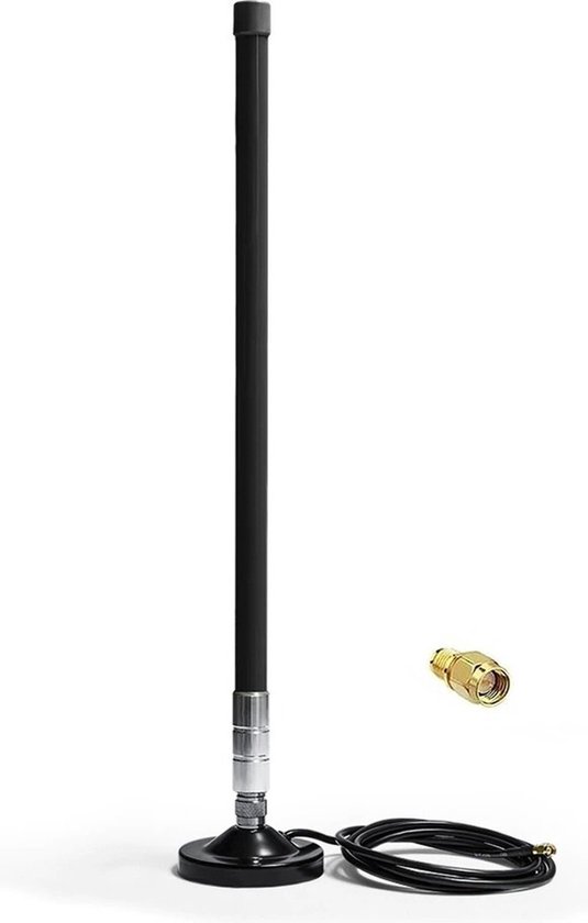 DrPhone HMFS LoRa – 6dBi Glasvezel Helium Hotspot Miner Antenne Met Magnetische Stand - 3 meter lange RP-SMA Male – Outdoor - Zwart
