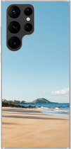 Geschikt voor Samsung Galaxy S22 Ultra hoesje - Strand - Zomer - Palmbomen - Siliconen Telefoonhoesje