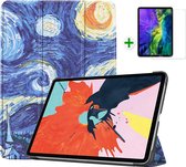Case2go - Tablet Hoes & Screenprotector voor Apple iPad Air 2022 - 10.9 inch - Tri-Fold Book Case - Met Auto Sleep/Wake functie - Sterrenhemel