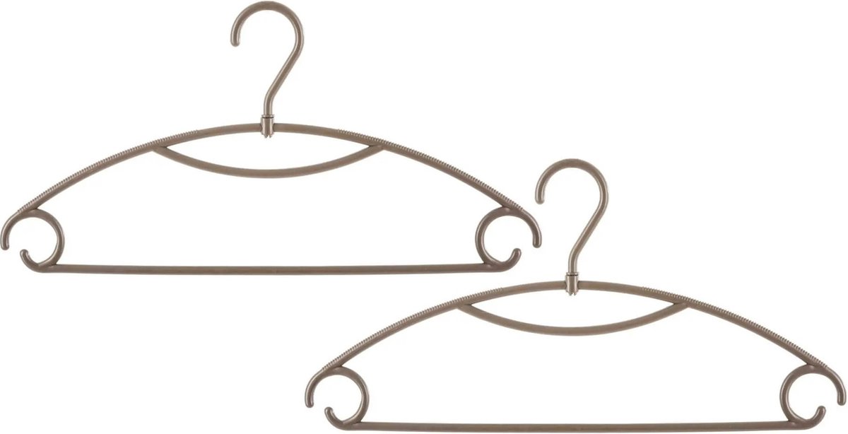 Kledinghangers - Set van 16 stuks - taupe - kunststof - 40 x 20 cm - geribbeld antislip design