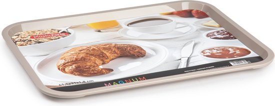 Dienblad/serveerblad in taupe/beige kunststof 41 x 31 cm- Keukenbenodigdheden - Dranken serveren