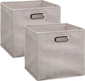 Set de 2x panier de rangement / panier d'armoire 29 litres lin beige 31 x 31 x 31 cm - Boîtes de Boîtes de rangement - Paniers compartiments