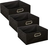 Set van 3x stuks opbergmand/kastmand 14 liter zwart linnen 31 x 31 x 15 cm - Opbergboxen - Vakkenkast manden