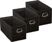 Set van 3x stuks opbergmand/kastmand 7 liter zwart linnen 31 x 15 x 15 cm - Opbergboxen - Vakkenkast manden