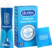 Durex - 12 stuks Condooms - Classic Natural - 50ml Glijmiddel - Play Sensitive