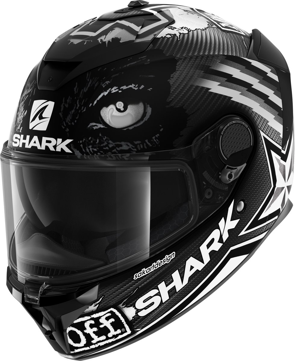 SHARK SPARTAN GT CARBON RoodDING Motorhelm Integraalhelm Mat Carbon Wit Antraciet - Maat M