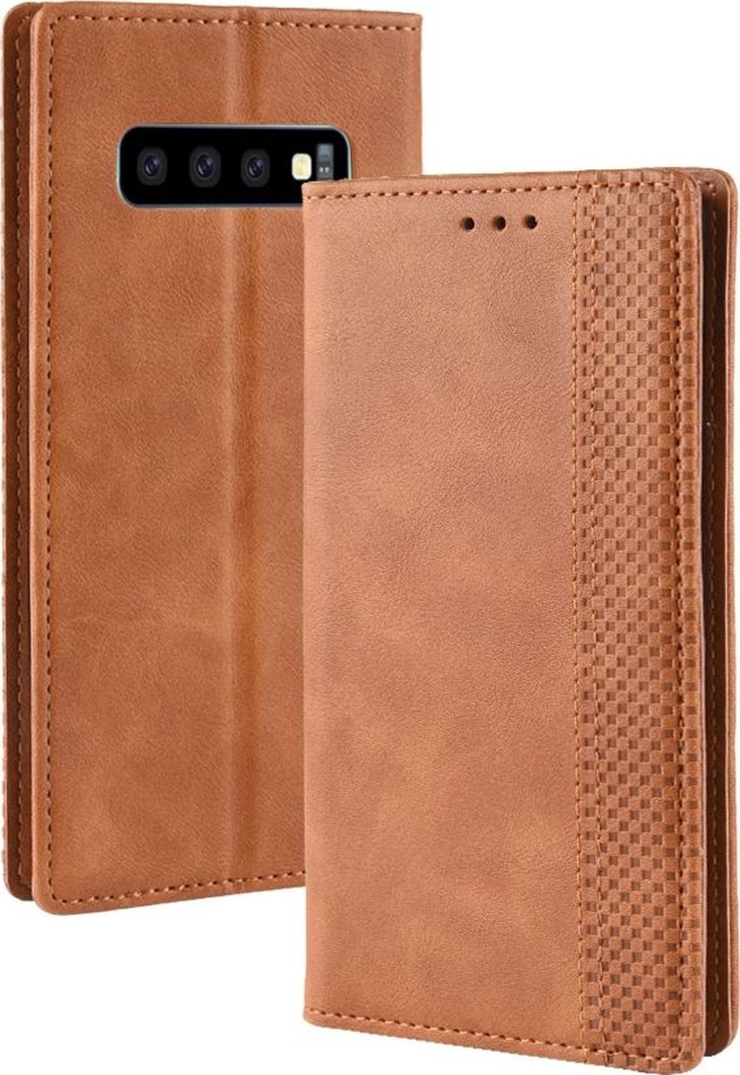 Mobigear Telefoonhoesje geschikt voor Samsung Galaxy S10 5G Hoesje | Mobigear Sensation Bookcase Portemonnee | Pasjeshouder voor 3 Pasjes | Telefoonhoesje voor Pinpas / OV Kaart / Rijbewijs - Cognac