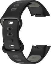 Mobigear Watch bandje geschikt voor Flexibel Siliconen Fitbit Charge 5 Bandje Druksluiting | Mobigear Dotted - Zwart / Grijs