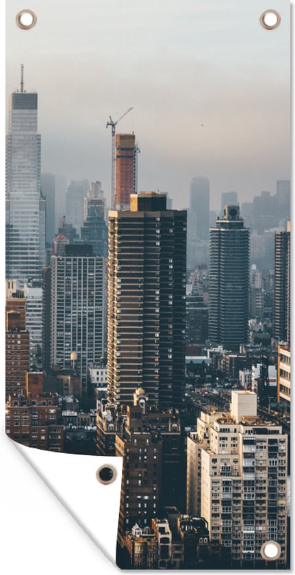 Tuinposter New York - Skyline - Amerika - 30x60 cm - Tuindoek - Buitenposter