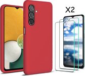 Hoesje Geschikt Voor Samsung Galaxy A13 5G / A04s hoesje silicone soft back cover - met Screenprotector 2 PACK – Rood
