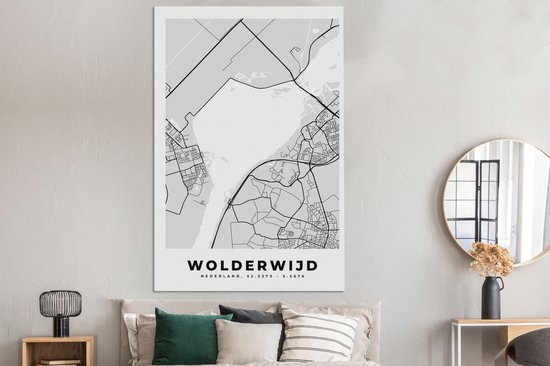 Tableau sur Toile City Map - Wolderwijd - Carte - Nederland - Carte - 120x180 cm - Décoration murale XXL