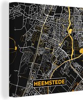 Canvas Schilderij Heemstede - Plattegrond - Stadskaart - Kaart - Black and Gold - 50x50 cm - Wanddecoratie