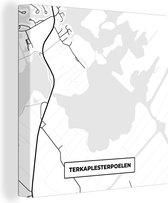 Canvas Schilderij Plattegrond - Nederland - Kaart - Terkaplesterpoelen - Stadskaart - 50x50 cm - Wanddecoratie