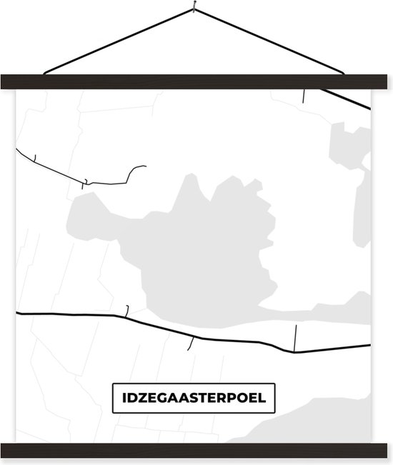 Porte-affiche avec affiche - Affiche scolaire - Idzegaasterpoel - Nederland - Carte - Plan d'étage - Plan de la ville - 90x90 cm - Lattes noires
