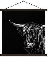 Porte-affiche avec affiche - Affiche scolaire - Highlander écossais - Corne - Zwart - Wit - 40x40 cm - Lattes noires