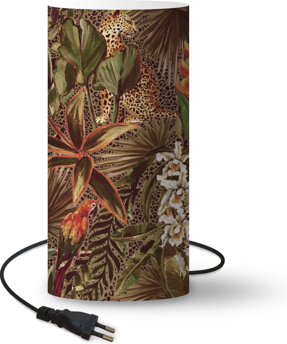 Lamp - Nachtlampje - Tafellamp slaapkamer - Vintage - Natuur - Jungle - Patronen - 54 cm hoog - Ø24.8 cm - Inclusief LED lamp