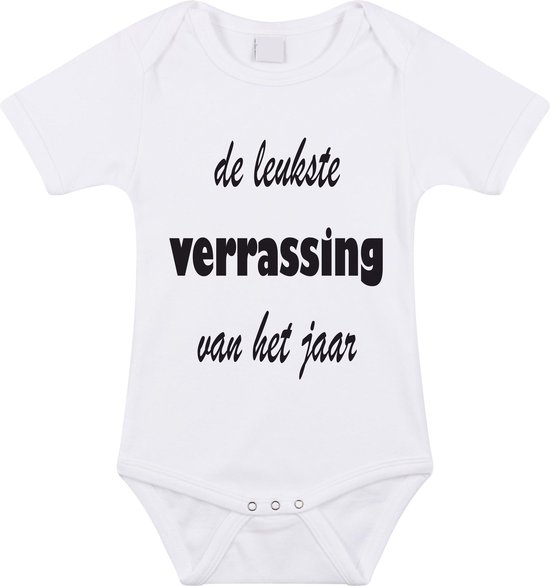 Barboteuse Bébé avec joli texte | la meilleure surprise de l'année |annonce de grossesse | cadeau papa maman grand-père grand-mère oncle tante | cadeau de maternité | taille 68 blanc