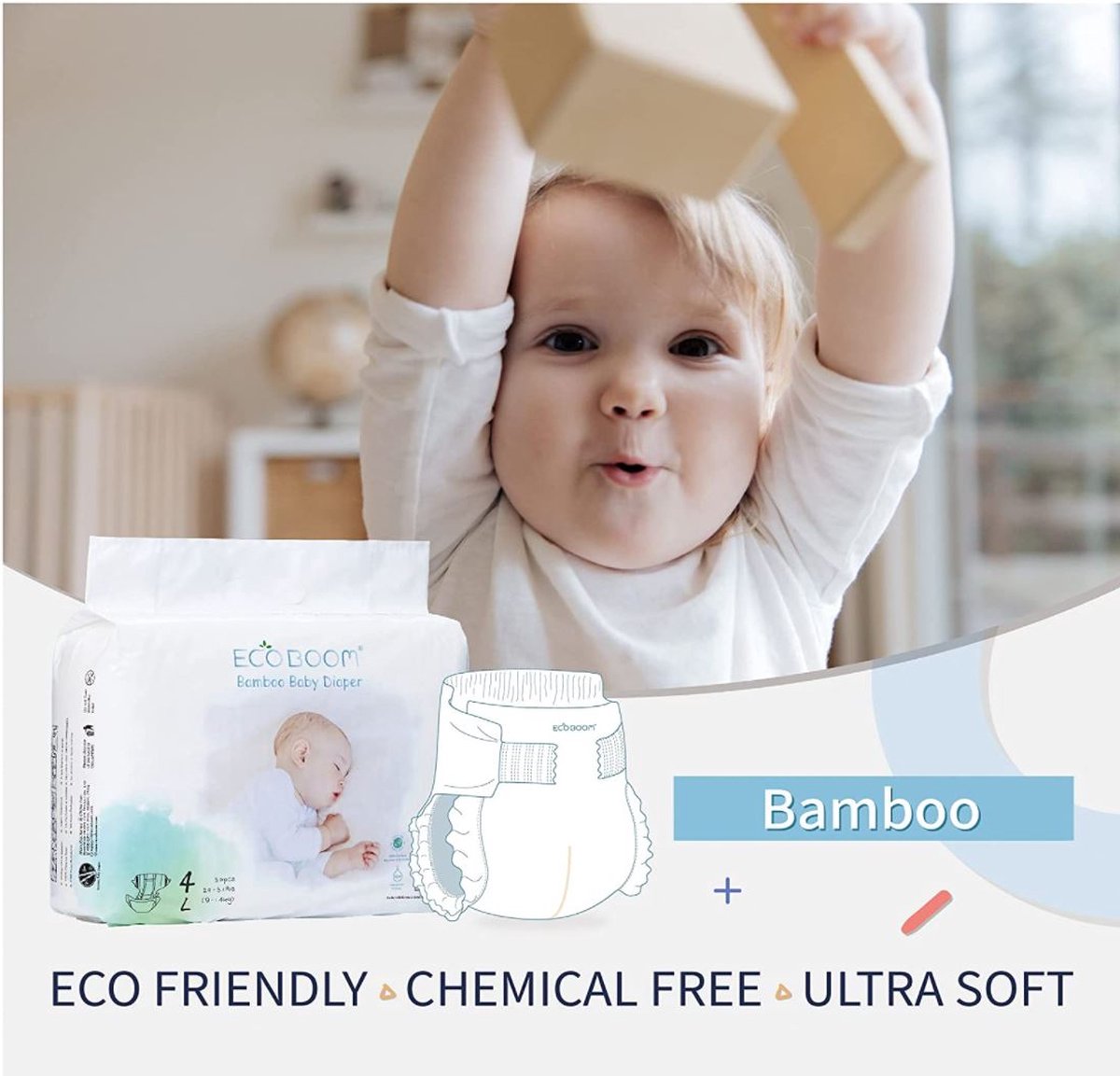 ECO BOOM Premium ecologische luiers voor baby's maat 0 van