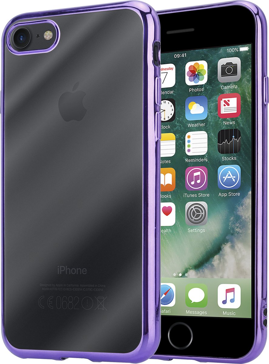 ShieldCase Metallic bumper case geschikt voor Apple iPhone SE 2022 - paars - Shockcase Shockproof hoesje metalen uitstraling - Hardcase hoesje - Hard Case met stootrand hoesje met bumpers beschermhoesje