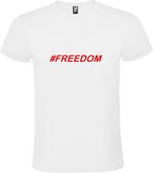 Wit  T shirt met  print van "# FREEDOM " print Rood size XXXL