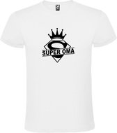 Wit  T shirt met  print van "Super Oma " print Zwart size S