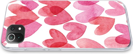 Telefoonhoesje Geschikt voor Xiaomi 11T hoesje - Een illustratie met hartjes van waterverf - Siliconen Telefoonhoesje Telefoonhoesje