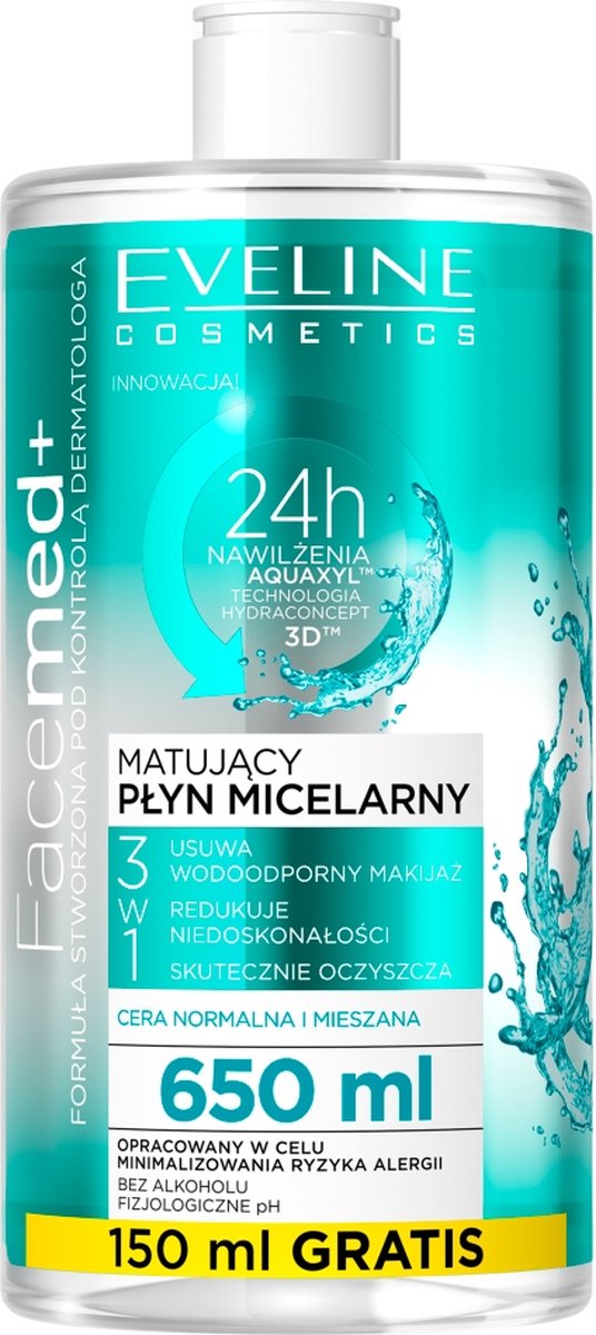 Eveline - Facemed+ matujący płyn micelarny 3w1 do cery normalnej i mieszanej 650ml