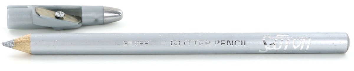 Saffron Glitter Oogpotlood - Silver (met puntenslijper)