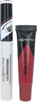 Max Factor Eye Brightening Mascara + Max Effect Lip Gloss Mascara - For Brown Eyes - Rubylicious