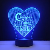 Lampe LED 3D - Coeur avec texte - Love You To The Moon And Back