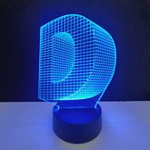 3D LED Lamp - Letter - D